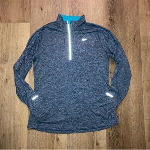 Nike Women's Running Dri-Fit Quarter Zip Pullover Granite Blue | Size Large